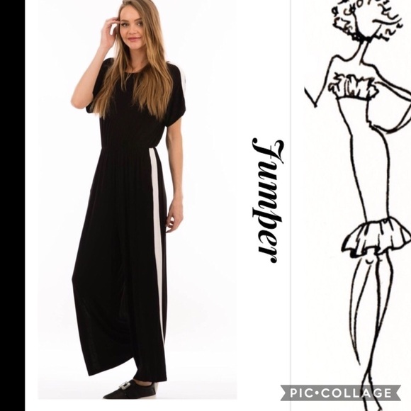 Trendy..Black Jumper w/White Stripe - CUTE! - Picture 2 of 4